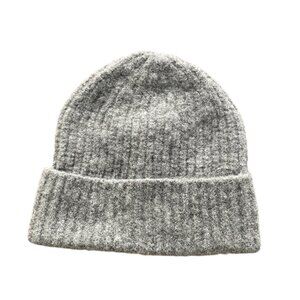Banana Republic Grey Merino Wool/Alpaca/Nylon/Spandex Blend Ribbed Beanie Hat